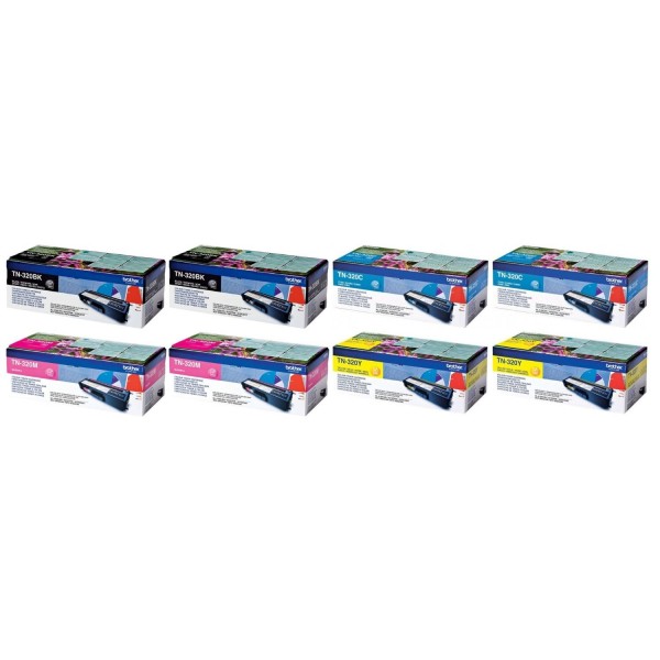 Set Cartuse Toner Brother Original 2x TN320BK Negru, 2x TN320C Cyan, 2x TN320M Magenta, 2x TN320Y Galben, 14000 Pagini si stick USB