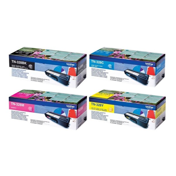 Set Cartuse Toner Brother Original 1x TN328BK Negru, 1x TN328C Cyan, 1x TN328M Magenta, 1x TN328Y Galben, 24000 Pagini si stick USB
