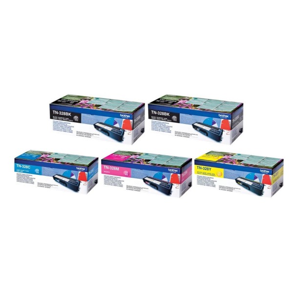 Set Cartuse Toner Brother Original 2x TN328BK Negru, 1x TN328C Cyan, 1x TN328M Magenta, 1x TN328Y Galben, 30000 Pagini si stick USB
