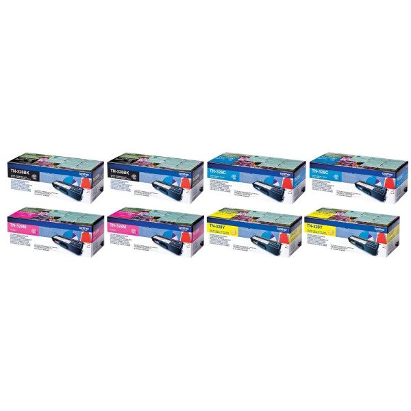 Set Cartuse Toner Brother Original 2x TN328BK Negru, 2x TN328C Cyan, 2x TN328M Magenta, 2x TN328Y Galben, 48000 Pagini si stick USB