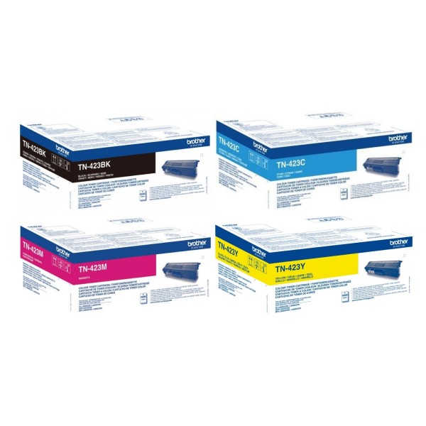 Set Cartuse Toner Brother Original 1x TN423BK Negru, 1x TN423C Cyan, 1x TN423M Magenta, 1x TN423Y Galben, 18500 Pagini si stick USB