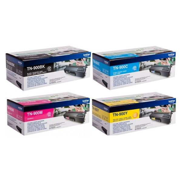 Set Cartuse Toner Brother Original 1x TN900BK Negru, 1x TN900C Cyan, 1x TN900M Magenta, 1x TN900Y Galben, 24000 Pagini si stick USB
