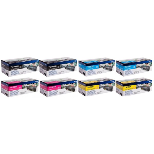Set Cartuse Toner Brother Original 2x TN900BK Negru, 2x TN900C Cyan, 2x TN900M Magenta, 2x TN900Y Galben, 48000 Pagini si stick USB