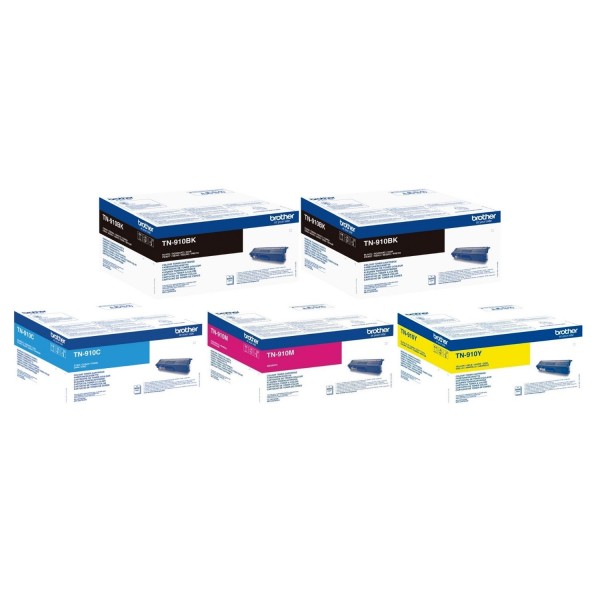 Set Cartuse Toner Brother Original 2x TN910BK Negru, 1x TN910C Cyan, 1x TN910M Magenta, 1x TN910Y Galben, 45000 Pagini si stick USB