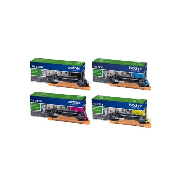 Set Cartuse Toner Brother Original 1x TN243BK Negru, 1x TN243C Cyan, 1x TN243M Magenta, 1x TN243Y Galben, 4000 Pagini si stick USB