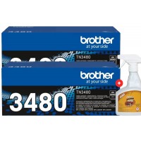 Set Cartuse Toner Original Brother 2x TN3480 Negru 16000 pagini cu Solutie Profesionala Lemn