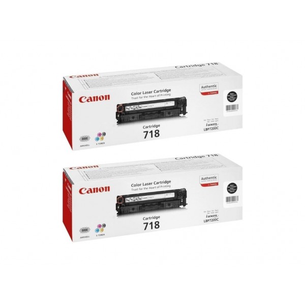 Pachet Cartuse Toner Original Canon 2x CRG-718B Negru 6800 pagini si stick USB