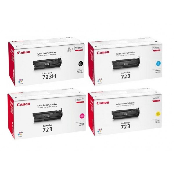 Pachet Cartuse Toner Original Canon 1x CRG-723HB Negru, 1x CRG-723C Cyan, 1x CRG-723M Magenta, 1x CRG-723Y Galben, 35500 pagini si stick USB