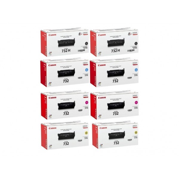 Pachet Cartuse Toner Original Canon 2x CRG-732HB Negru, 2x CRG-732C Cyan, 2x CRG-732M Magenta, 2x CRG-732Y Galben, 62400 pagini si stick USB