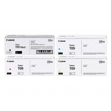 Pachet Cartus Toner Original Canon 1x T09B Negru, 1x T09C Cyan, 1x T09M Magenta, 1x T09Y Galben, 19400 pagini si stick USB