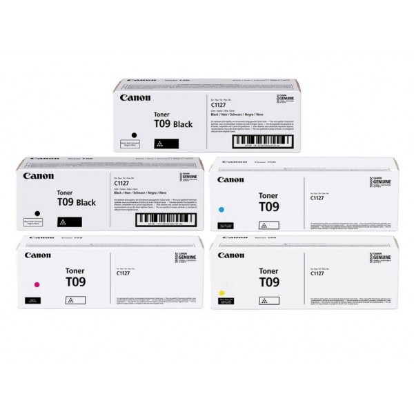 Pachet Cartus Toner Original Canon 2x T09B Negru, 1x T09C Cyan, 1x T09M Magenta, 1x  , 27000 pagini si stick USB