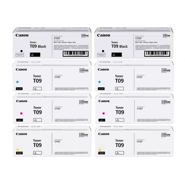 Pachet Cartus Toner Original Canon 2x T09B Negru, 2x T09C Cyan, 2x T09M Magenta, 2x  , 38800 pagini si stick USB