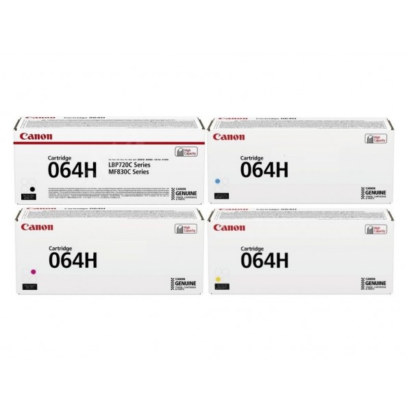 Pachet Cartus Toner Original Canon 1x CRG-064HB Negru, 1x CRG-064HC Cyan, 1x CRG-064HM Magenta, 1x CRG-064HY Galben, 44500 pagini si stick USB