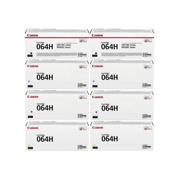 Pachet Cartus Toner Original Canon 2x CRG-064HB Negru, 2x CRG-064HC Cyan, 2x CRG-064HM Magenta, 2x CRG-064HY Galben, 89000 pagini si stick USB