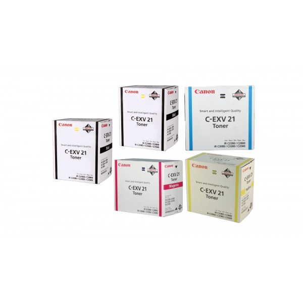Pachet Cartuse Toner Original Canon 2x C-EXV21B Negru, 1x C-EXV21C Cyan, 1x C-EXV21M Magenta, 1x C-EXV21Y Galben, 94000 pagini si stick USB