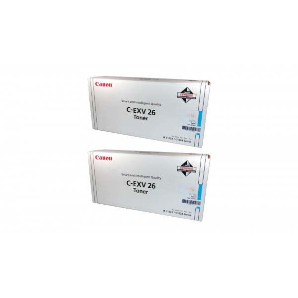 Pachet Cartuse Toner Original Canon 2x C-EXV26C Cyan 12000 pagini si stick USB