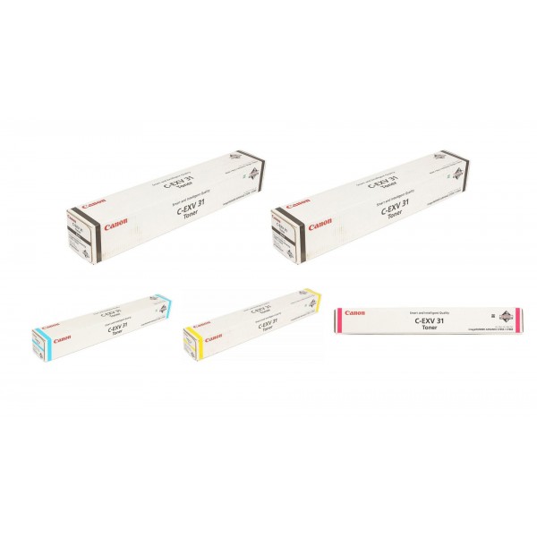 Pachet Cartuse Toner Original Canon 2x C-EXV31B Negru, 1x C-EXV31C Cyan, 1x C-EXV31M Magenta, 1x C-EXV31Y Galben, 316000 pagini si stick USB