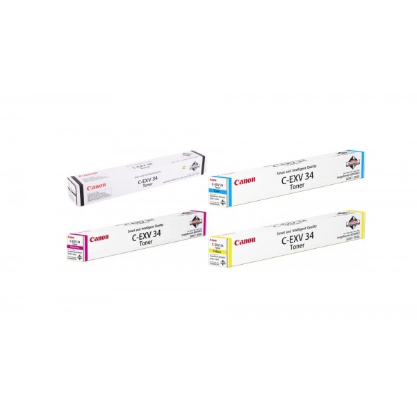 Pachet Cartuse Toner Original Canon 1x C-EXV34B Negru, 1x C-EXV34C Cyan, 1x C-EXV34M Magenta, 1x C-EXV34Y Galben, 80000 pagini si stick USB