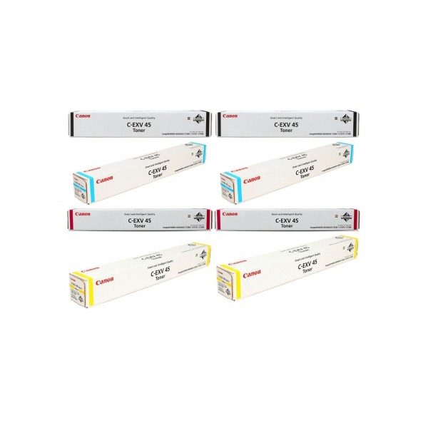 Pachet Cartuse Toner Original Canon 2x C-EXV45B Negru, 2x C-EXV45C Cyan, 2x C-EXV45M Magenta, 2x C-EXV45Y Galben, 472000 pagini si stick USB