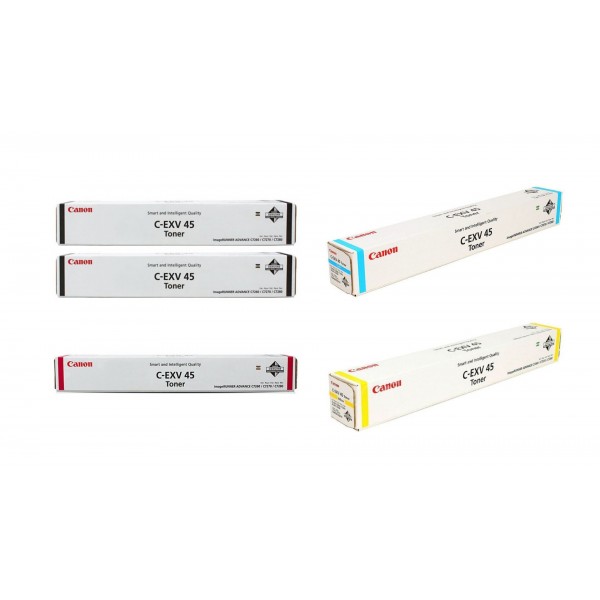 Pachet Cartuse Toner Original Canon 2x C-EXV45B Negru, 1x C-EXV45C Cyan, 1x C-EXV45M Magenta, 1x C-EXV45Y Galben, 316000 pagini si stick USB