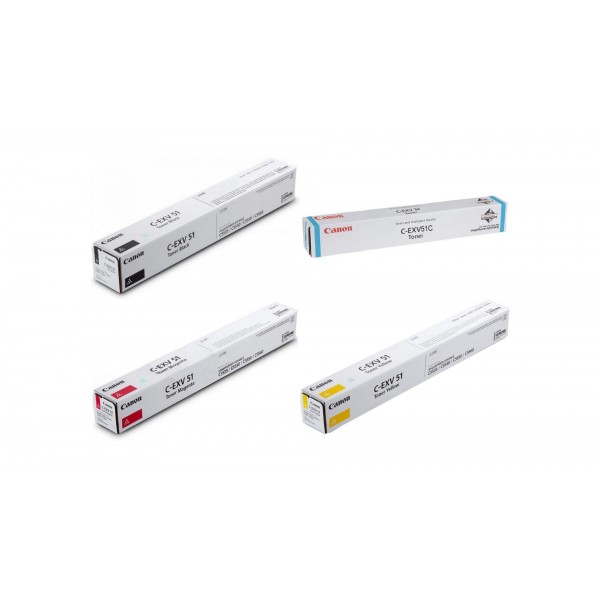 Pachet Cartuse Toner Original Canon 1x C-EXV51B Negru, 1x C-EXV51C Cyan, 1x C-EXV51M Magenta, 1x C-EXV51Y Galben, 249000 pagini si stick USB