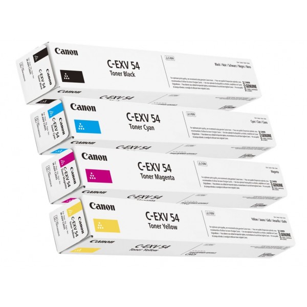 Pachet Cartuse Toner Original Canon 1x C-EXV54B Negru, 1x C-EXV54C Cyan, 1x C-EXV54M Magenta, 1x C-EXV54Y Galben, 41000 pagini si stick USB