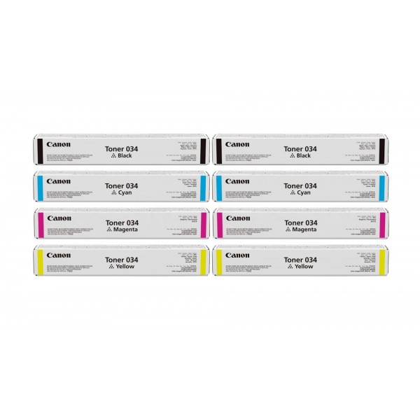 Pachet Cartuse Toner Original Canon 2x 034B Negru, 2x 034C Cyan, 2x 034M Magenta, 2x 034Y Galben, 67800 pagini si stick USB