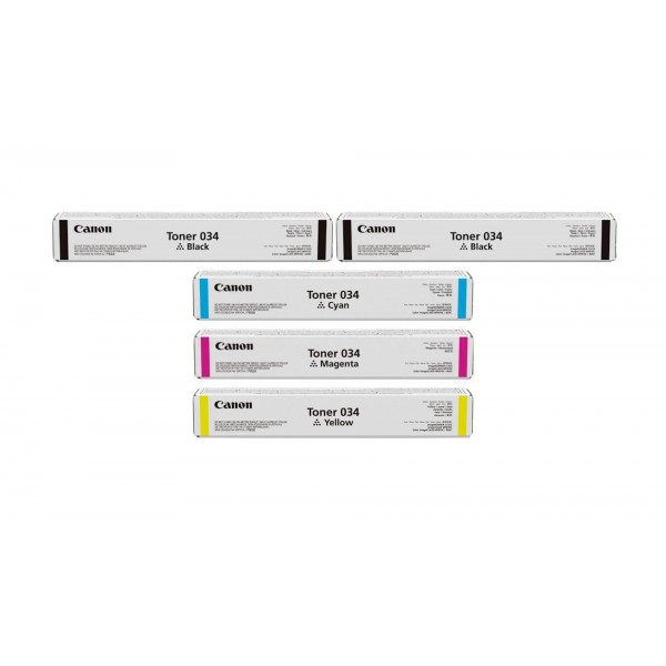 Pachet Cartuse Toner Original Canon 2x 034B Negru, 1x 034C Cyan, 1x 034M Magenta, 1x 034Y Galben, 45900 pagini si stick USB