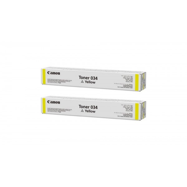 Pachet Cartuse Toner Original Canon 2x 034Y Galben 14600 pagini si stick USB
