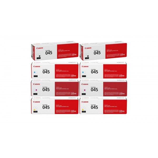 Pachet Cartuse Toner Original Canon 2x CRG-045B Negru, 2x CRG-045C Cyan, 2x CRG-045M Magenta, 2x CRG-045Y Galben, 10600 pagini si stick USB