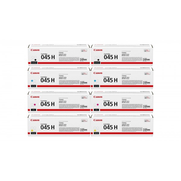 Pachet Cartuse Toner Original Canon 2x CRG-045HB Negru, 2x CRG-045HC Cyan, 2x CRG-045HM Magenta, 2x CRG-045HY Galben, 18800 pagini si stick USB