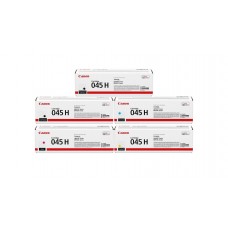 Pachet Cartuse Toner Original Canon 2x CRG-045HB Negru, 1x CRG-045HC Cyan, 1x CRG-045HM Magenta, 1x CRG-045HY Galben, 12200 pagini si stick USB