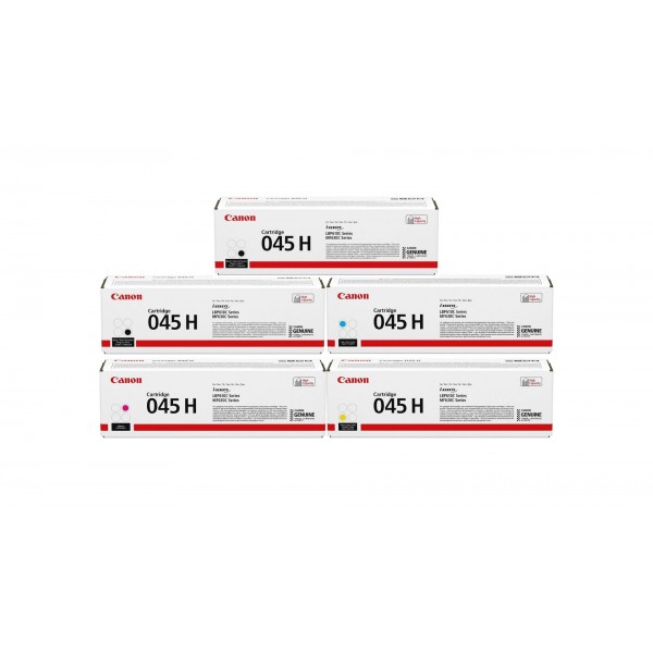 Pachet Cartuse Toner Original Canon 2x CRG-045HB Negru, 1x CRG-045HC Cyan, 1x CRG-045HM Magenta, 1x CRG-045HY Galben, 12200 pagini si stick USB