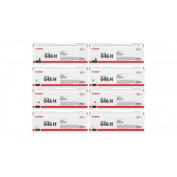 Pachet Cartuse Toner Original Canon 2x CRG-046HB Negru, 2x CRG-046HC Cyan, 2x CRG-046HM Magenta, 2x CRG-046HY Galben, 42600 pagini si stick USB