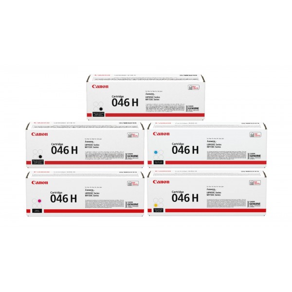 Pachet Cartuse Toner Original Canon 2x CRG-046HB Negru, 1x CRG-046HC Cyan, 1x CRG-046HM Magenta, 1x CRG-046HY Galben, 27600 pagini si stick USB