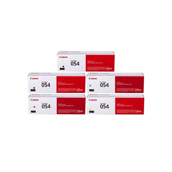 Pachet Cartuse Toner Original Canon 2x CRG054B Negru, 1x CRG054C Cyan, 1x CRG054M Magenta, 1x CRG054Y Galben, 6600 pagini si stick USB