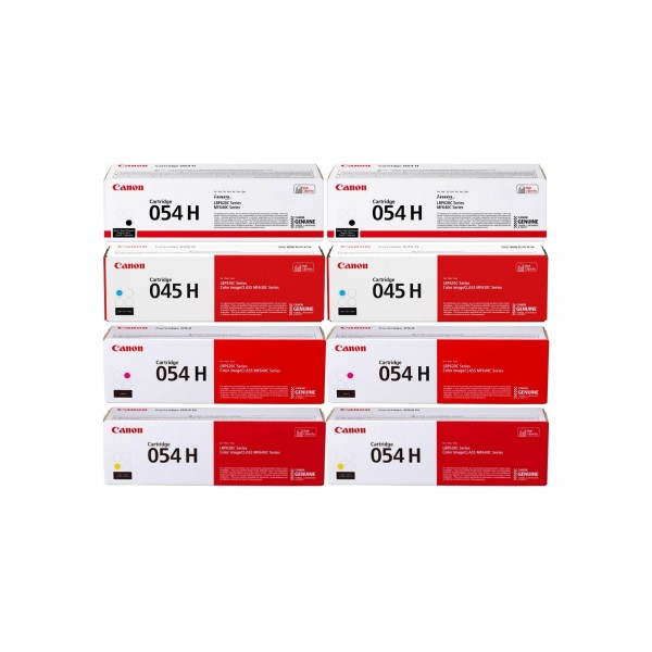 Pachet Cartuse Toner Original Canon 2x CRG054HB Negru, 2x CRG054HC Cyan, 2x CRG054HM Magenta, 2x CRG054HY Galben, 20000 pagini si stick USB