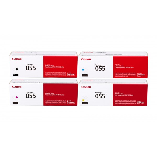 Pachet Cartuse Toner Original Canon 1x CRG055B Negru, 1x CRG055C Cyan, 1x CRG055M Magenta, 1x CRG055Y Galben, 8600 pagini si stick USB