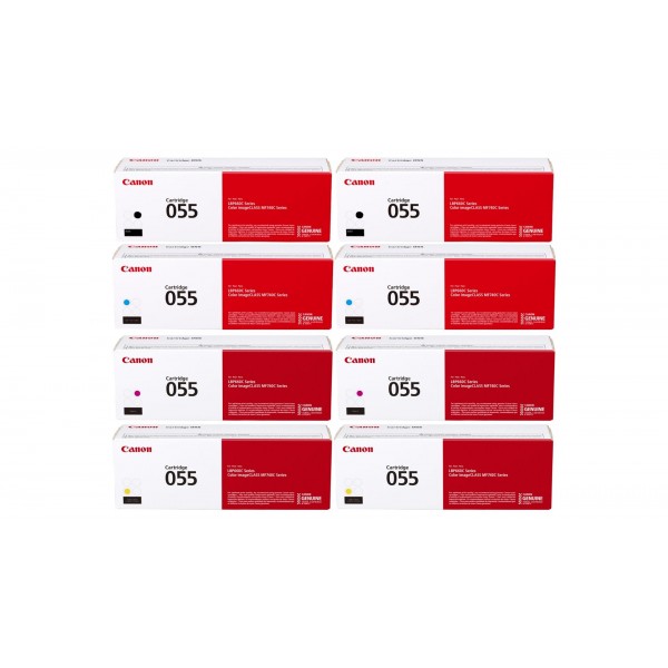 Pachet Cartuse Toner Original Canon 2x CRG055B Negru, 2x CRG055C Cyan, 2x CRG055M Magenta, 2x CRG055Y Galben, 17200 pagini si stick USB