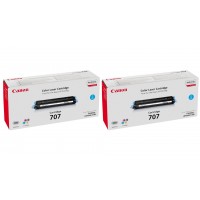 Pachet Cartuse Toner Original Canon 2x CRG-707C Cyan 4000 pagini si stick USB