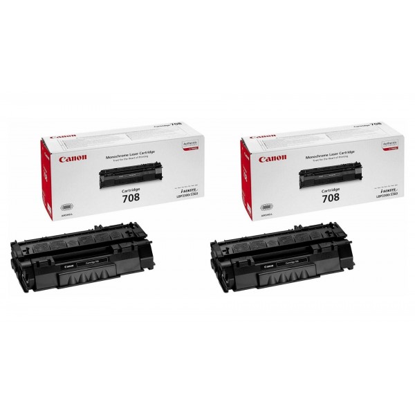 Pachet Cartuse Toner Original Canon 2x CRG-708B Negru 5000 pagini si stick USB