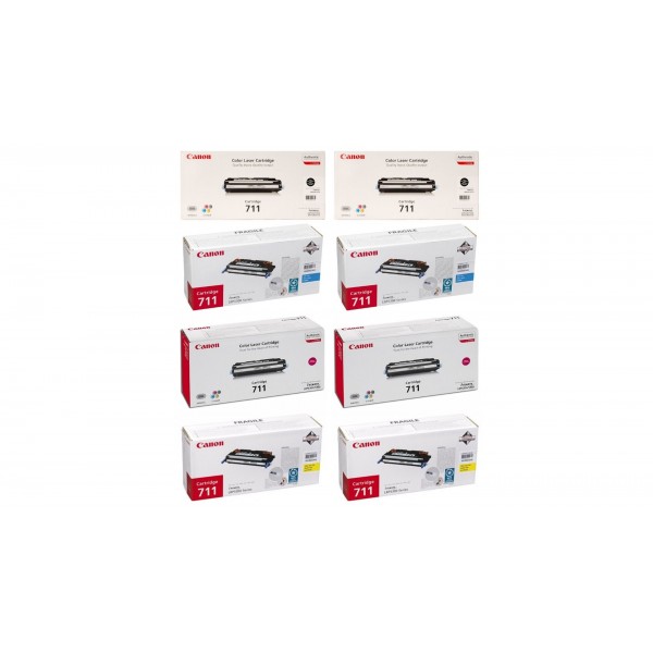Pachet Cartuse Toner Original Canon 2x CRG-711B Negru, 2x CRG-711C Cyan, 2x CRG-711M Magenta, 2x CRG-711Y Galben, 48000 pagini si stick USB