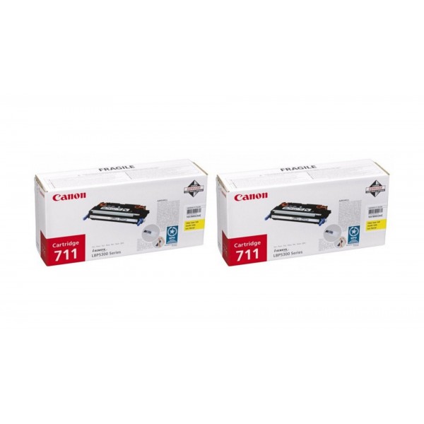 Pachet Cartuse Toner Original Canon 2x CRG-711Y Galben 12000 pagini si stick USB