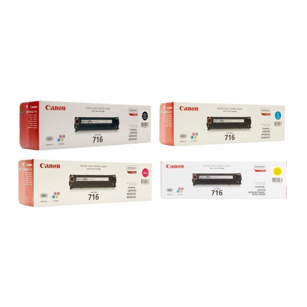 Pachet Cartuse Toner Original Canon 1x CRG-716B Negru, 1x CRG-716C Cyan, 1x CRG-716M Magenta, 1x CRG-716Y Galben, 6800 pagini si stick USB