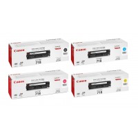Pachet Cartuse Toner Original Canon 1x CRG-718B Negru, 1x CRG-718C Cyan, 1x CRG-718M Magenta, 1x CRG-718Y Galben, 12100 pagini si stick USB