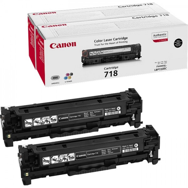 Pachet Cartuse Toner Original Canon CRG-718B Negru 3400 pagini si stick USB