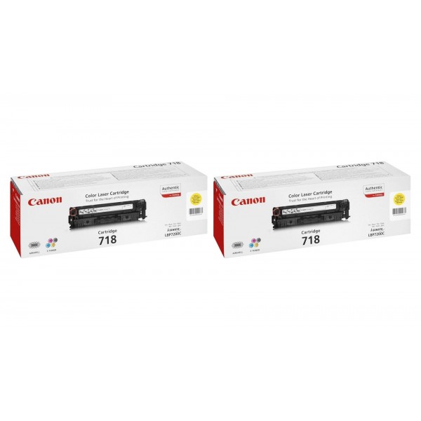 Pachet Cartuse Toner Original Canon 2x CRG-718Y Galben 5800 pagini si stick USB
