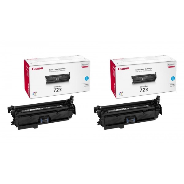 Pachet Cartuse Toner Original Canon 2x CRG-723C Cyan 17000 pagini si stick USB