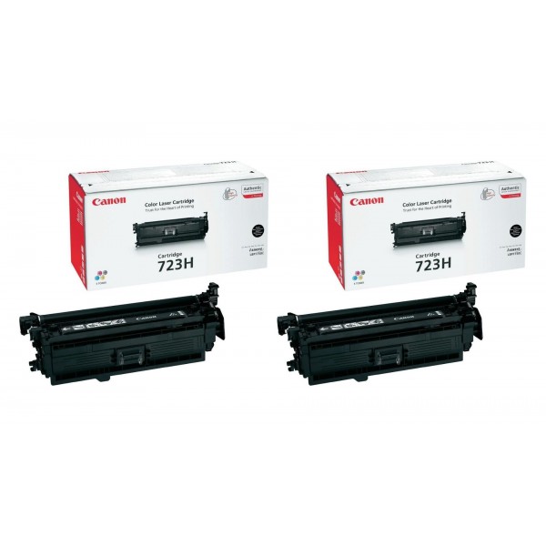 Pachet Cartuse Toner Original Canon 2x CRG-723HB Negru 20000 pagini si stick USB