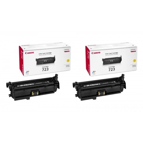 Pachet Cartuse Toner Original Canon 2x CRG-723Y Galben 17000 pagini si stick USB